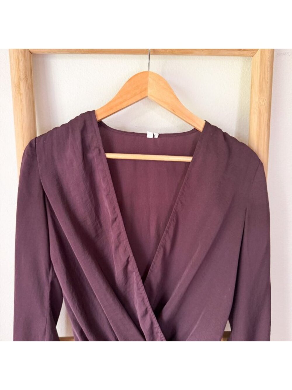 Urban Outfitters Out From Under Gigi Satin Wrap Bodysuit Plum Purple XS - Picture 3 of 10